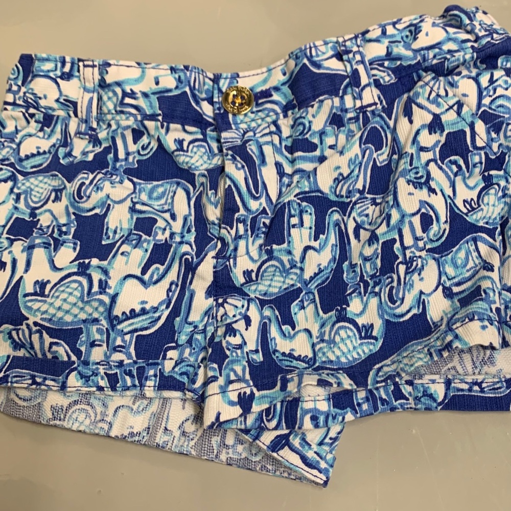 Lilly Pulitzer Girls’ Blue Get Trunky Shorts, sz 8